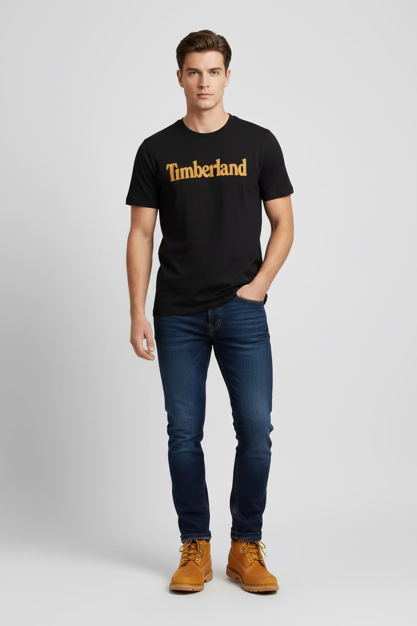 T-shirt Timberland Noir Homme – Logo Timberland Central
