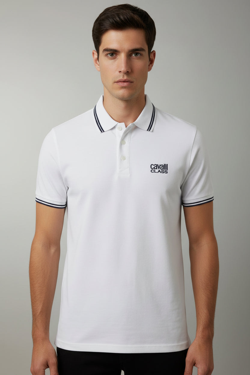 Polo Blanc Cavalli class Homme – Élégant, Classe & Premium